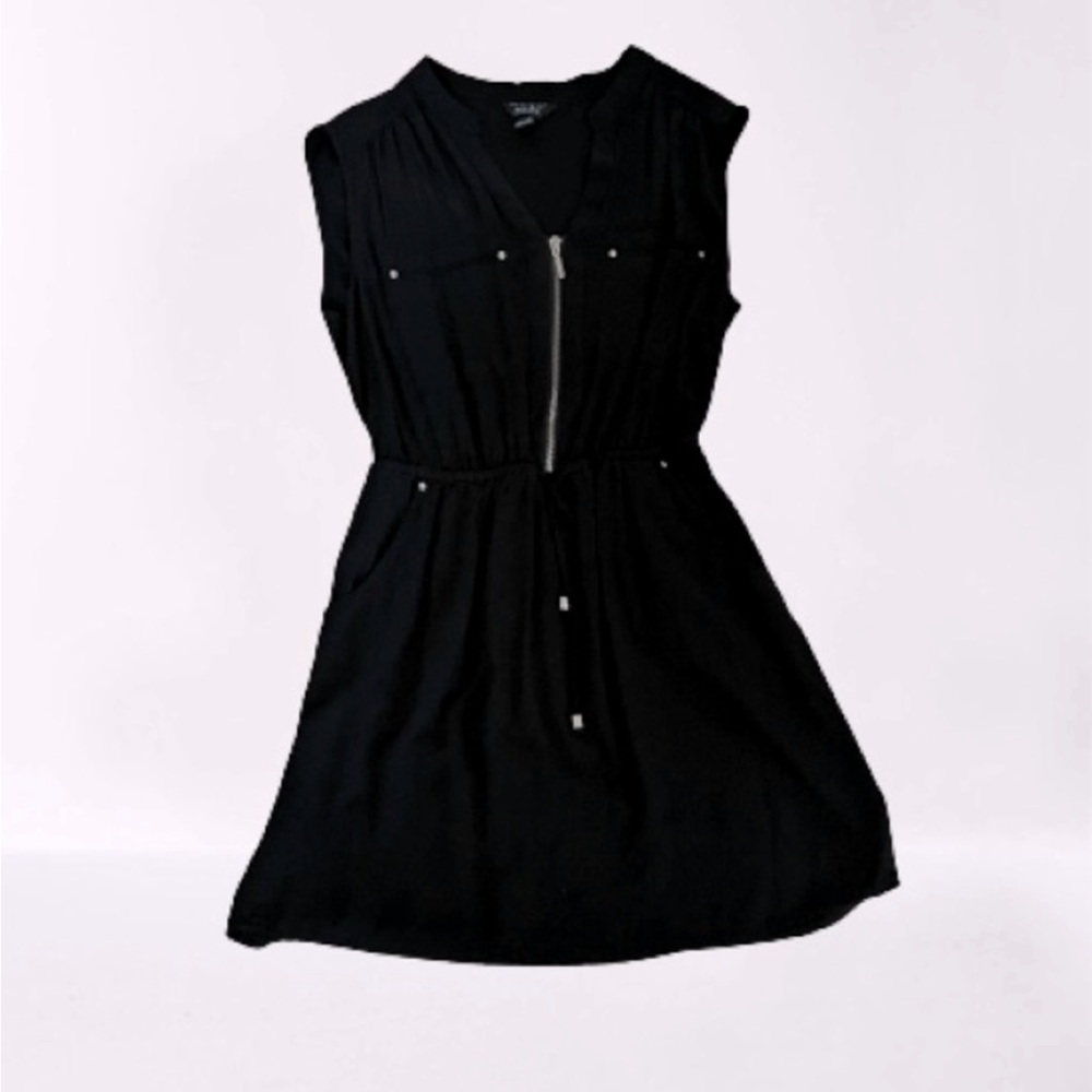 Black Sleeveless Dress with Zipper Detail SZ M